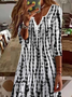 Geometric Casual Autumn Polyester Natural Daily Long sleeve A-Line Regular Size Dress for Women
