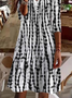 Geometric Casual Autumn Polyester Natural Daily Long sleeve A-Line Regular Size Dress for Women