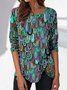 Crew Neck Geometric Loose Shirt