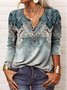 Regular Fit Half Open Collar Ethnic Boho Top