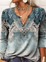 Regular Fit Half Open Collar Ethnic Boho Top