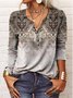 Regular Fit Half Open Collar Ethnic Boho Top