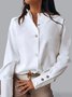 Fit Off Shoulder Sleeve Casual Plain Shirt & Blouses