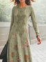 Loose Crew Neck Casual Floral Dress