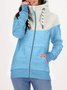 Women Geometric Casual Winter Zipper Natural Micro-Elasticity Daily Regular Fit Long sleeve Jacket
