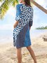 Loose Leopard Crew Neck Vacation Dress
