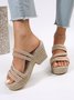 Multi Braided Straps Two Ways Wear Platform Chunky Heel Espadrille Sandals