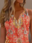 Vacation Ethnic V Neck Loose Tank Top