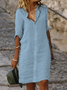 Cotton And Linen Loose Linen Plain Dress