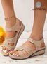 Vintage Cross Strap Wedge Sandals