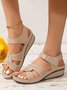 Vintage Cross Strap Wedge Sandals