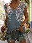 Floral Loose Casual V Neck Tank Top