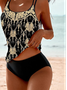 Vacation Abstract Printing Scoop Neck Tankini