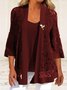 Casual Plain Lace Loose Two-Piece Set