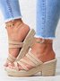 Multi Braided Straps Two Ways Wear Platform Chunky Heel Espadrille Sandals