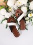 Vintage Color Block Cross Strap Toe Ring Slide Sandals
