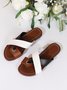 Vintage Color Block Cross Strap Toe Ring Slide Sandals