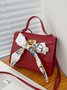 Urban Casual Bow Decorated Leather Handbag Women's Messenger Bag