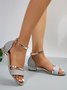 Glitter Elegant Rhinestone Block Heel Sandals