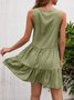 Green Loose Comfort Belt Shirt Dress