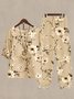Casual Floral Crew Neck Loose Two-Piece Set