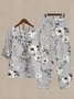 Casual Floral Crew Neck Loose Two-Piece Set