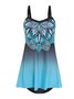 Vacation Abstract Printing V Neck Swim Dress
