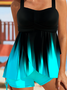 Vacation Abstract Printing Scoop Neck Tankini