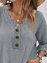 Casual Buttoned V Neck Lace Loose Shirt