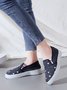 Independence Day Flag Stars Graphics Denim Blue Slip-ons Canvas