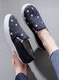 Independence Day Flag Stars Graphics Denim Blue Slip-ons Canvas