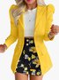 Shawl Collar Floral Casual Regular Fit Two-Piece Set
