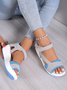 Women Color Block Mesh Fabric Velcro Strap Sports Sandals