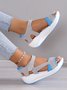 Women Color Block Mesh Fabric Velcro Strap Sports Sandals