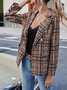 Women's Urban Casual Contrast Check Double Breasted Suit Clothing