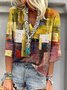 Casual Abstract  Regular Fit V Neck T-Shirt