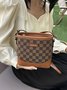 Retro Classic Presbyopia Pattern Leather Stitching Commuter Crossbody Bag