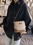 Retro Classic Presbyopia Pattern Leather Stitching Commuter Crossbody Bag