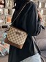 Retro Classic Presbyopia Pattern Leather Stitching Commuter Crossbody Bag