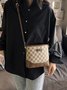Retro Classic Presbyopia Pattern Leather Stitching Commuter Crossbody Bag