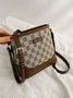 Retro Classic Presbyopia Pattern Leather Stitching Commuter Crossbody Bag