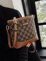 Retro Classic Presbyopia Pattern Leather Stitching Commuter Crossbody Bag