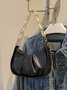 Leather Ruffles Pearl Chain Cloud Bag