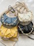 Leather Ruffles Pearl Chain Cloud Bag
