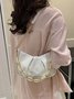 Leather Ruffles Pearl Chain Cloud Bag