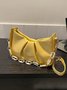 Leather Ruffles Pearl Chain Cloud Bag