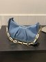 Leather Ruffles Pearl Chain Cloud Bag