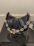 Leather Ruffles Pearl Chain Cloud Bag