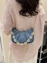 Leather Ruffles Pearl Chain Cloud Bag