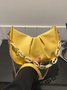 Leather Ruffles Pearl Chain Cloud Bag